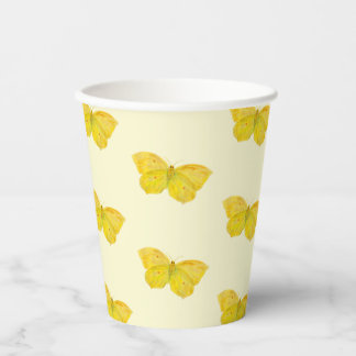 Yellow Butterfly Common Brimstone flying Paper Cups