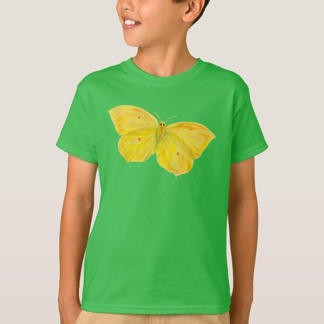Yellow Butterfly Common Brimstone flying T-Shirt (Front)