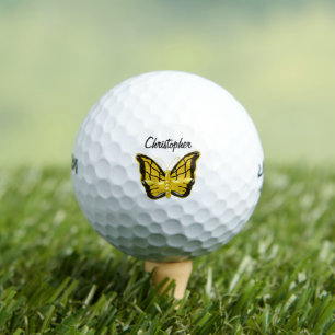 Yellow Butterfly Design Golf Balls