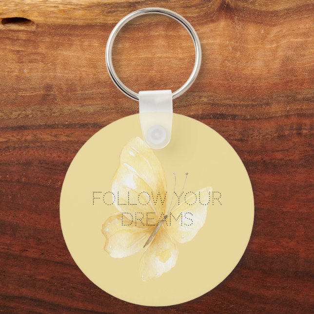 Yellow Butterfly Dreams Key Ring (Front)
