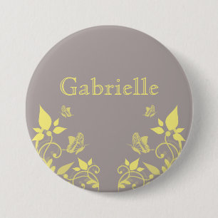 Yellow Butterfly Floral Button