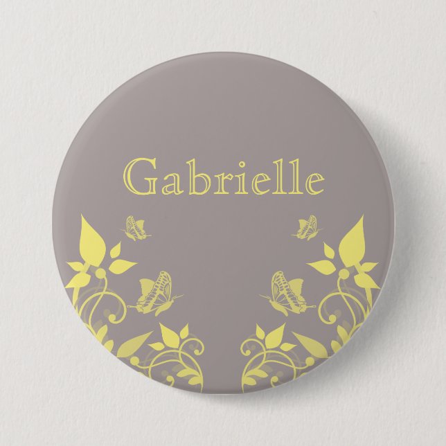 Yellow Butterfly Floral Button (Front)