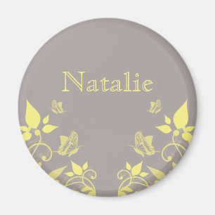 Yellow Butterfly Floral Magnet