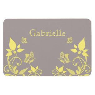 Yellow Butterfly Floral Premium Magnet