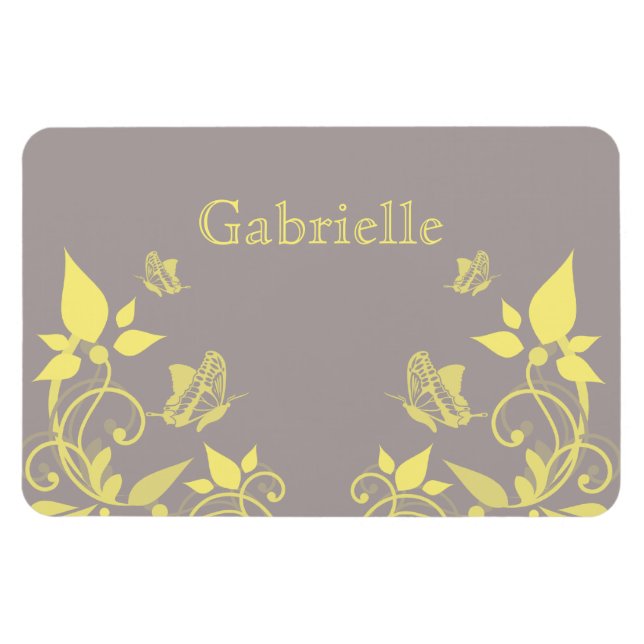 Yellow Butterfly Floral Premium Magnet (Horizontal)