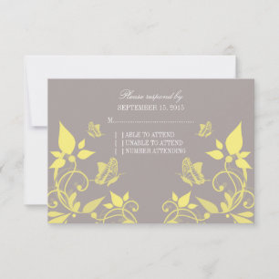 Yellow Butterfly Floral Response Card