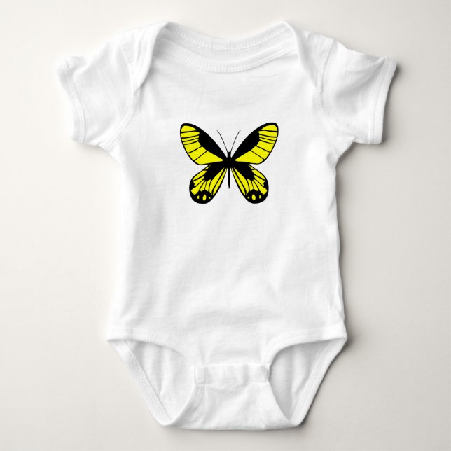Yellow Butterfly Graphic Baby Bodysuit Cute Nature (Front)