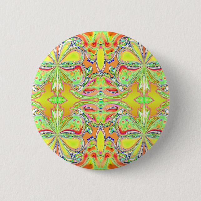 "Yellow Butterfly Mandala" Button (Front)