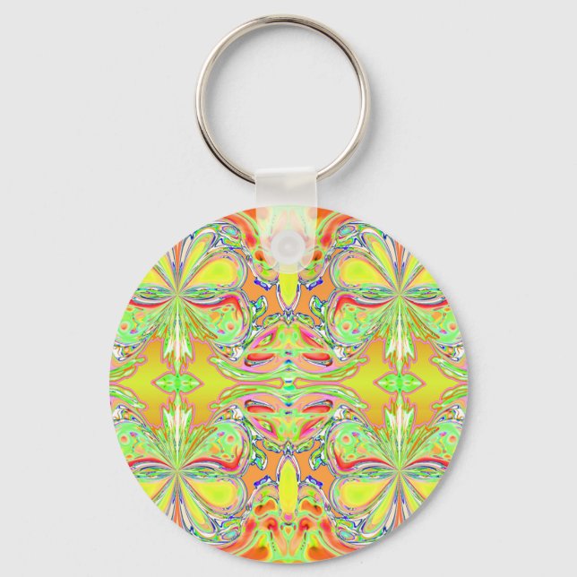 "Yellow Butterfly Mandala" Keychain (Front)