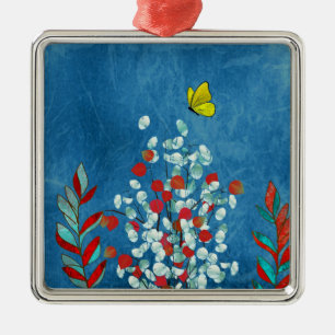 Yellow Butterfly Metal Tree Decoration