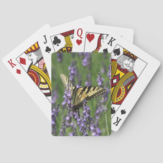 Yellow Butterfly on Lavender Playing Cards (Back)