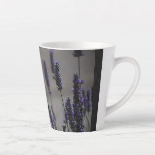 Yellow Butterfly on Purple Lavender Macro Photo Latte Mug