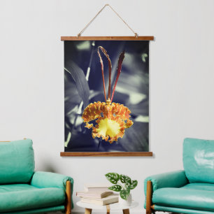 Yellow Butterfly Orchid Flower Hanging Tapestry
