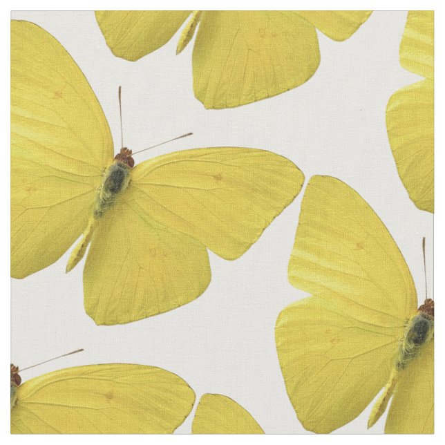 Yellow Butterfly Pattern Custom Designer Fabric (Close Up)
