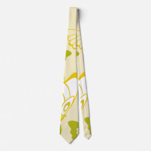 Yellow Butterfly Pattern  Tie