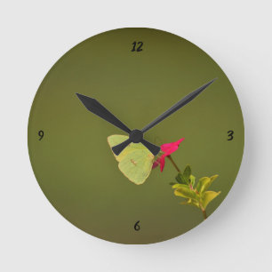 Yellow Butterfly Round (Medium) Wall Clock