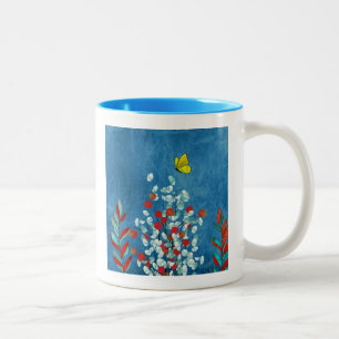 Yellow Butterfly Two-Tone Coffee Mug