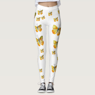 Yellow Butterfly  Watercolor Art Custom Leggings