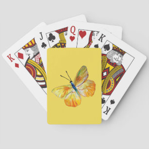 Yellow Butterfly Watercolor drawing Playing Cards