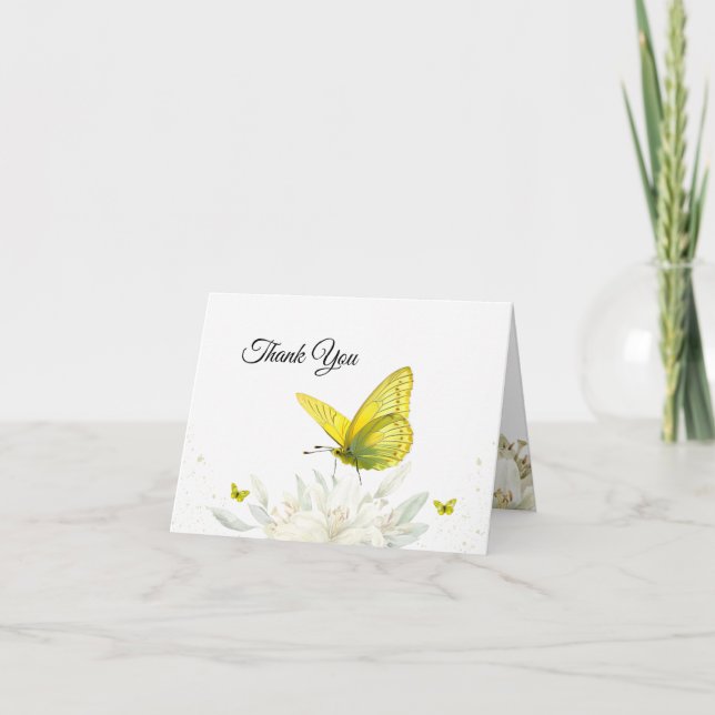 Yellow Butterfly Watercolor Thank You Card (Front)