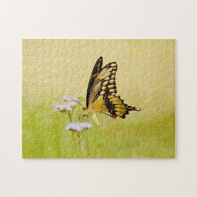 Yellow Butterfly Wildflower Nature Art Puzzle (Horizontal)