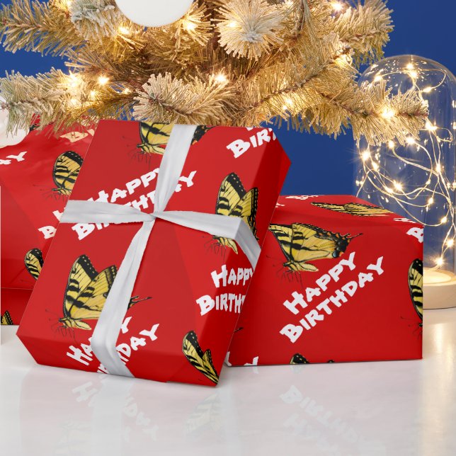 Yellow butterfly Wrapping Paper (Holidays)