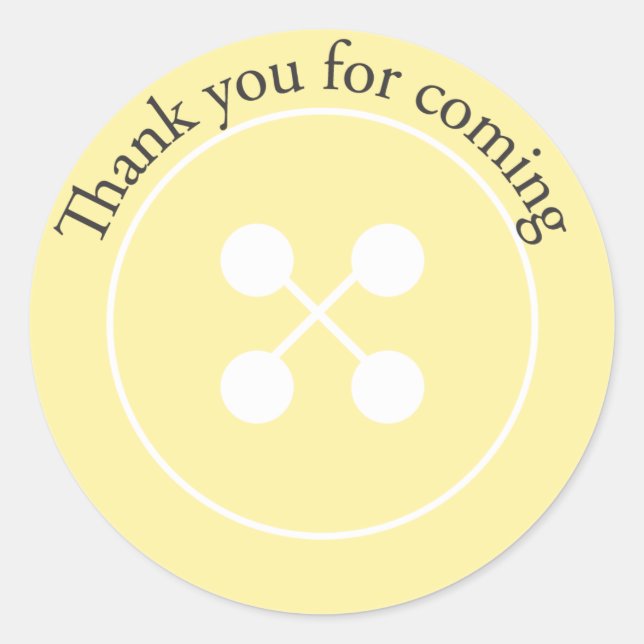 Yellow Button Baby Shower Favour Sticker (Front)
