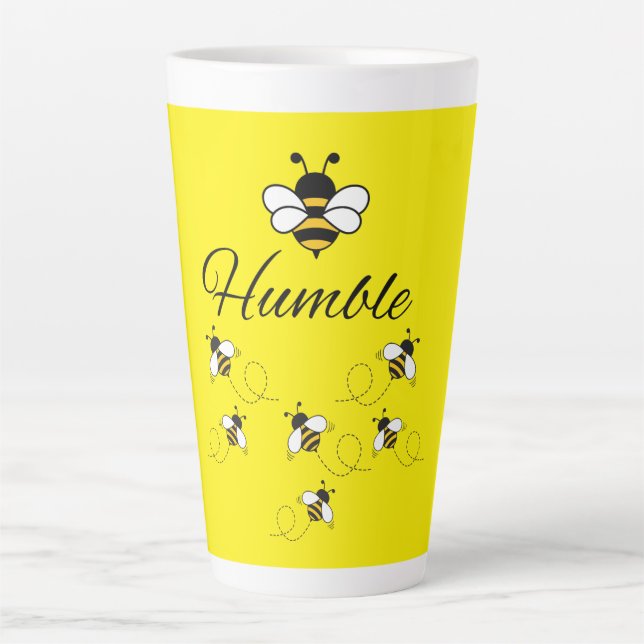 YELLOW BUZZING BEE HUMBLE CERAMIC 20 OZ. LATTE MUG (Front)