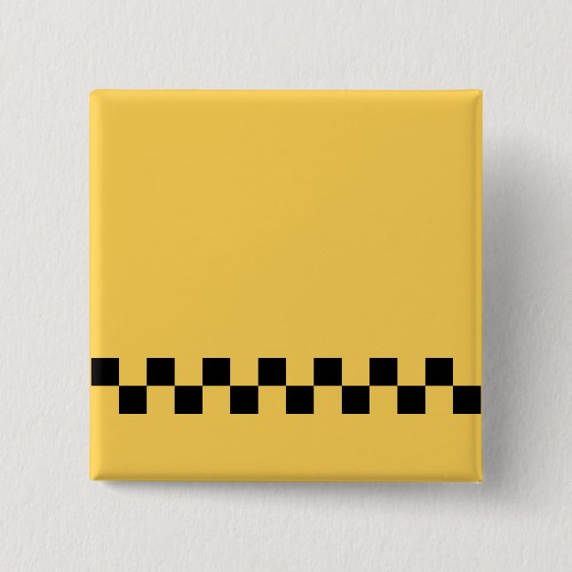 Yellow cab chequered pattern 15 cm square badge (Front)