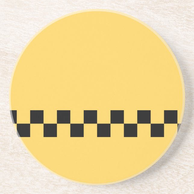 Yellow cab chequered pattern coaster (Front)