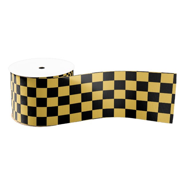 Yellow cab chequered pattern grosgrain ribbon (Spool)