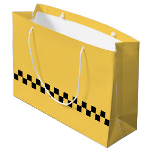 Yellow cab chequered pattern large gift bag