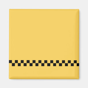 Yellow cab chequered pattern magnet