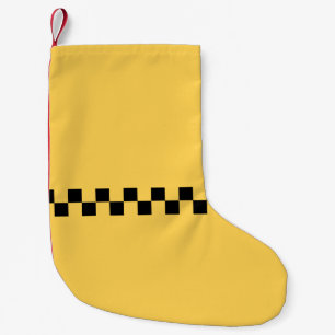 Yellow cab chequered pattern small christmas stocking