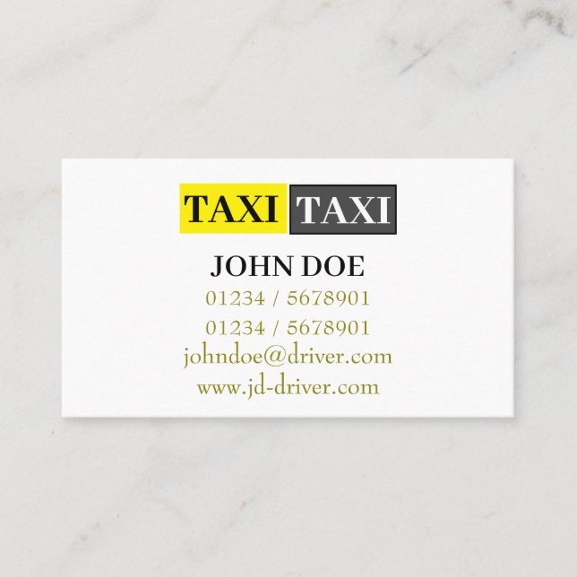 Yellow Cab Connect Business Card (Front)