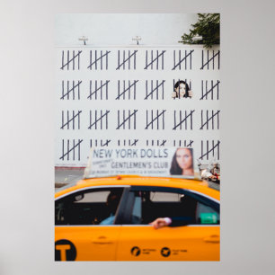 YELLOW CAB IN FRONT OF WHITE PAINTED WALL POSTER