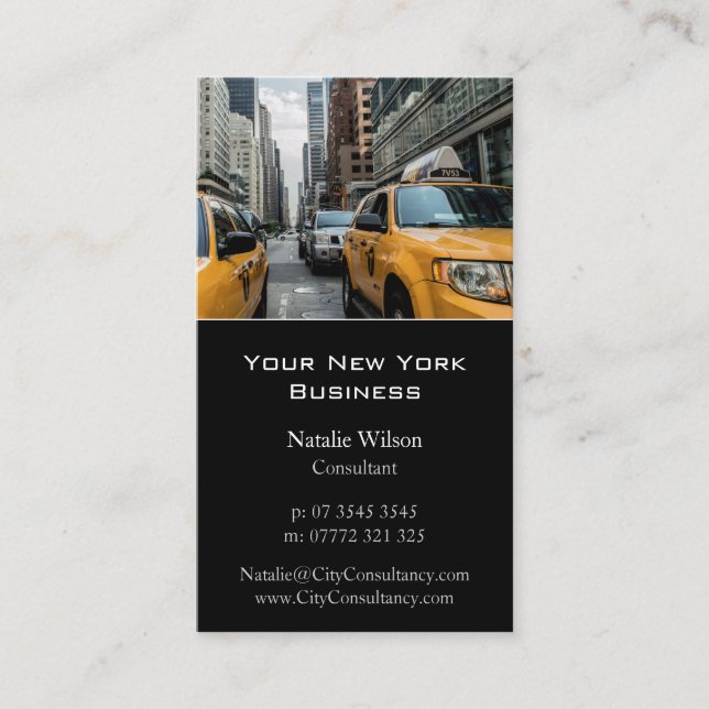 Yellow Cab / Taxi, New York Photo - Business Card (Front)