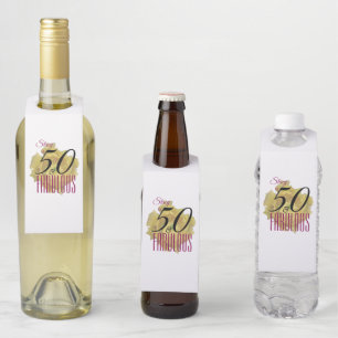 Yellow Cactus Flower 50 and Fabulous Birthday Bottle Tag