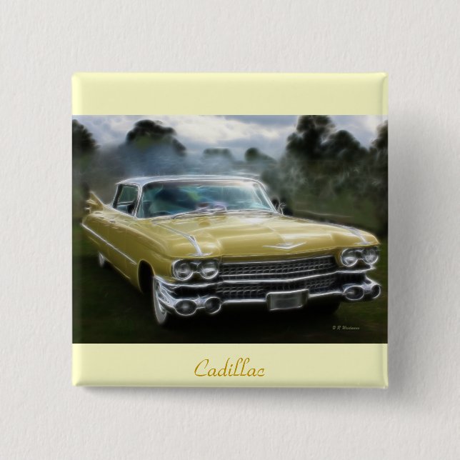 Yellow Cadillac 15 Cm Square Badge (Front)