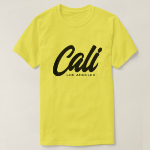 Yellow Cali Los Angeles script typography t shirt