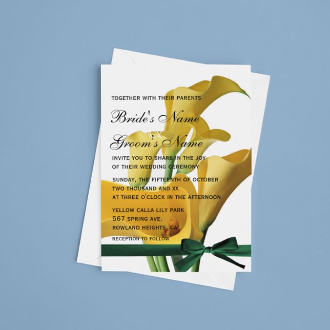 Yellow Calla Lilies Elegant Wedding Invitation (Creator Uploaded)