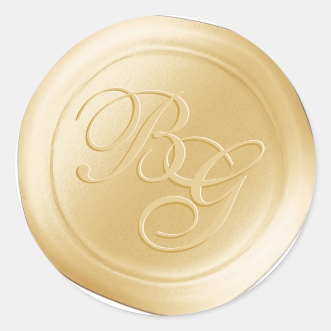 Yellow Calligraphy Monogram Wax Seal Stickers (Front)