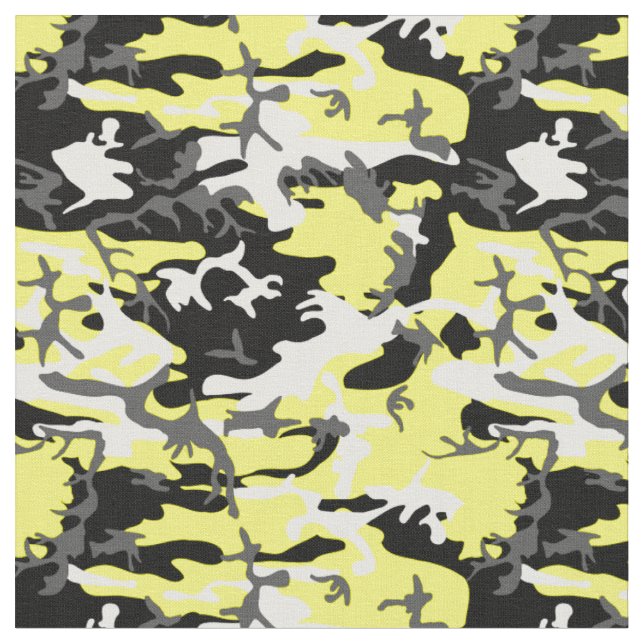 yellow camouflage black white camo fabric (Close Up)