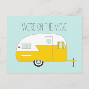 Yellow Camper Announcement Postcard