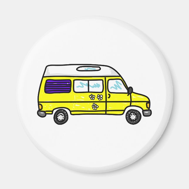 Yellow Campervan Magnet (Front)