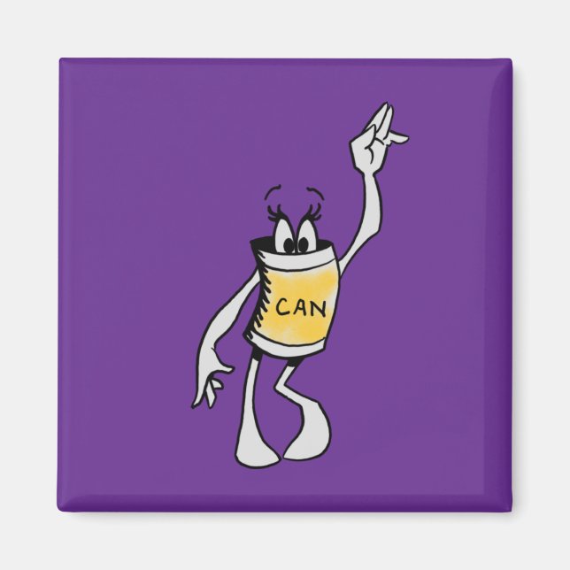 Yellow Can Creature Square Magnet (Front)