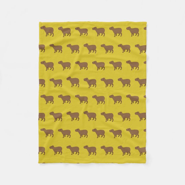 yellow capybara fleece blanket (Front)