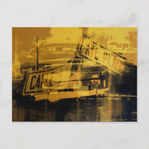 Yellow Car and Street Sign Postcard