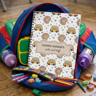 Yellow Car Back to School Boys Pattern Notebook
