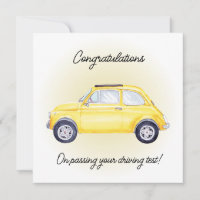 yellow car congratulations card
